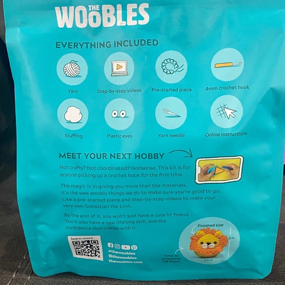 The Woobles Learn to Crochet Kits - Lion (teal) & Bunny (purple) - Picture 4 of 6